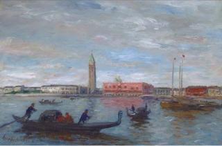 Thomas Herbst - Gondolas before the Dogana, Venice