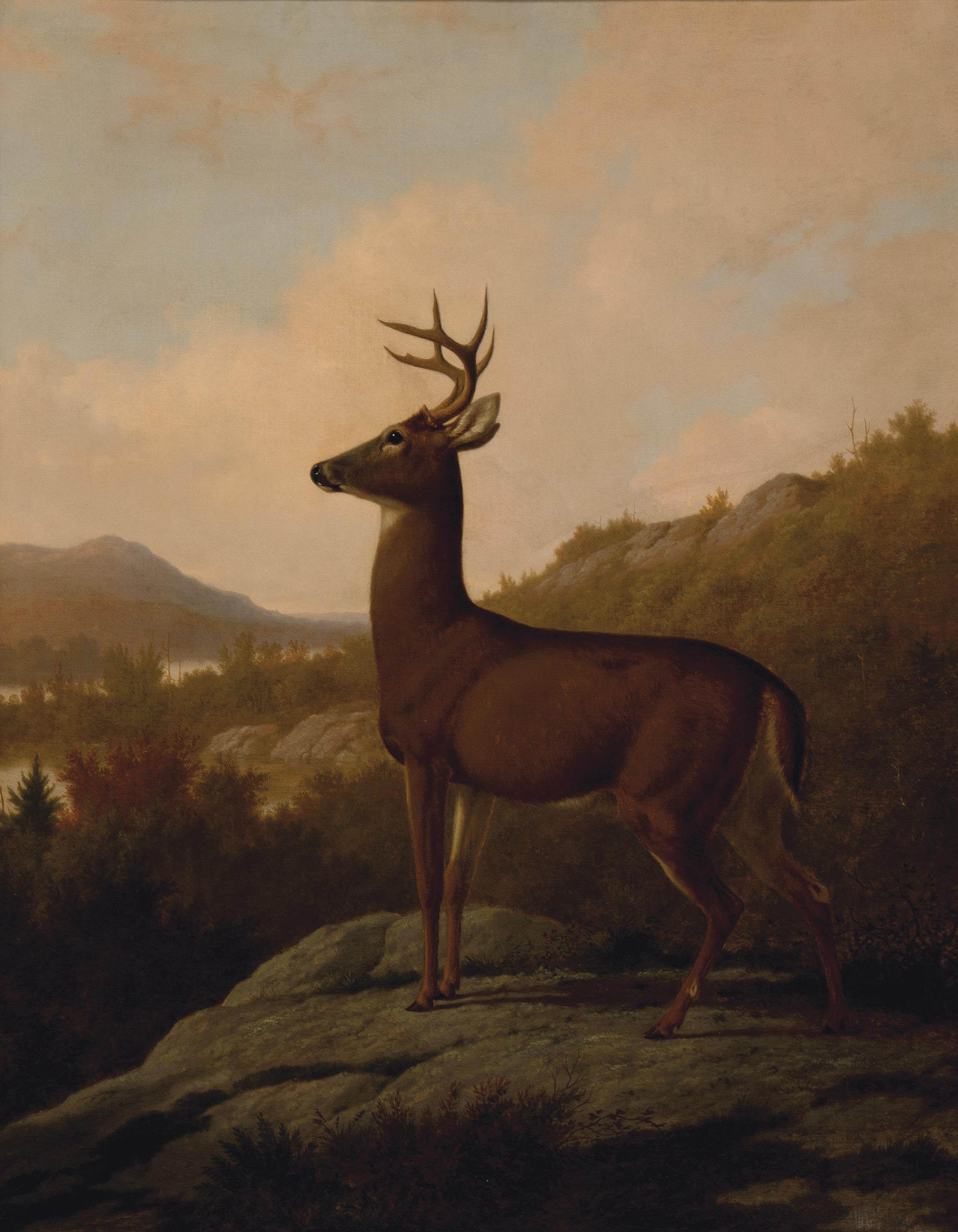 Thomas Hewes Hinckley - Deer in Landscape