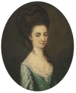 Thomas Hickey - Portrait of Jane Lambert (1762-1791), née Le Grand, bust-length, in a blue dress with white lace collar