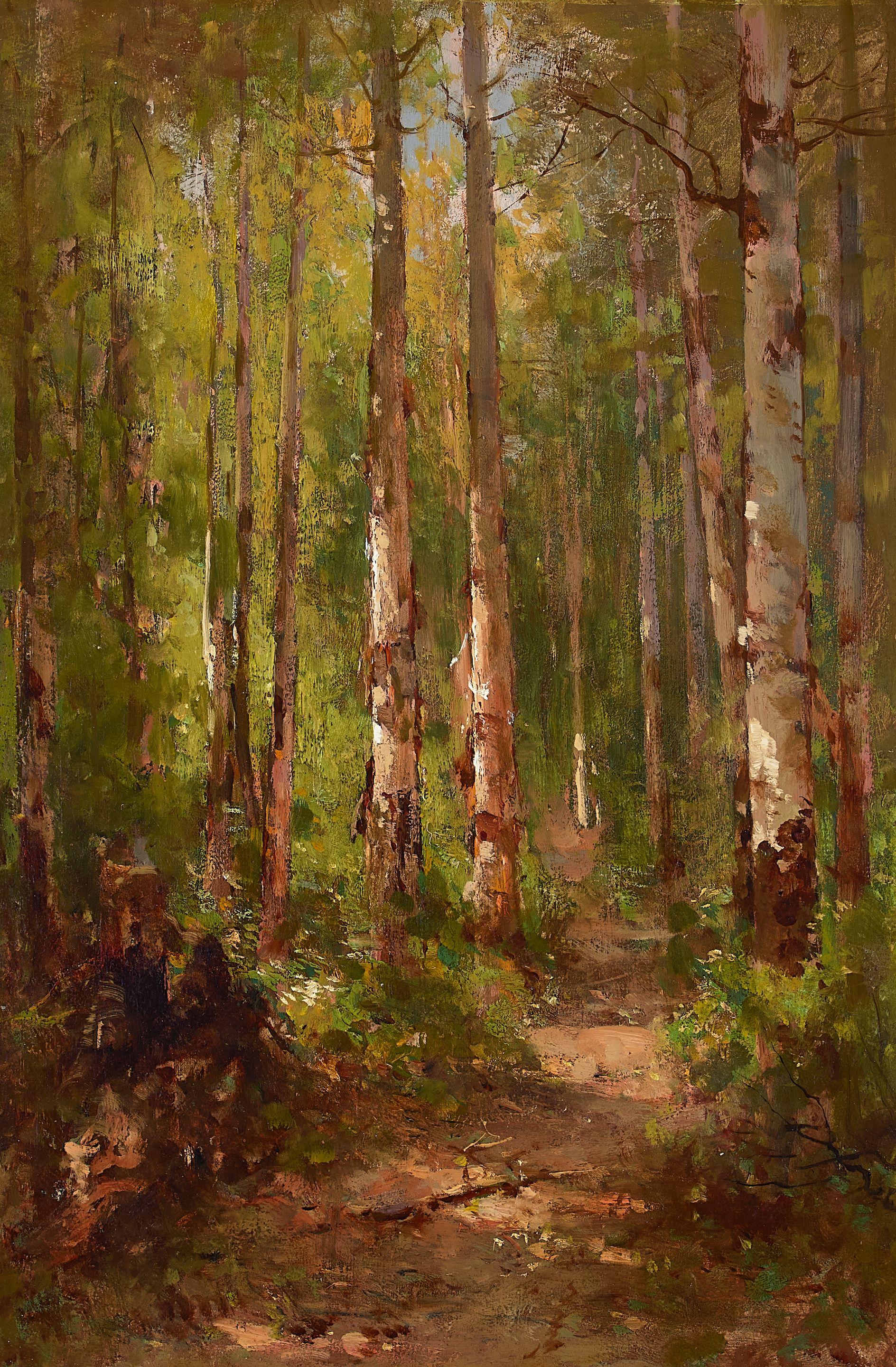 Thomas Hill - A Forest Path 21 x 14 in. framed 31 x 24 in.