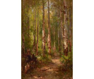 Thomas Hill - A Forest Path 21 x 14 in. framed 31 x 24 in.