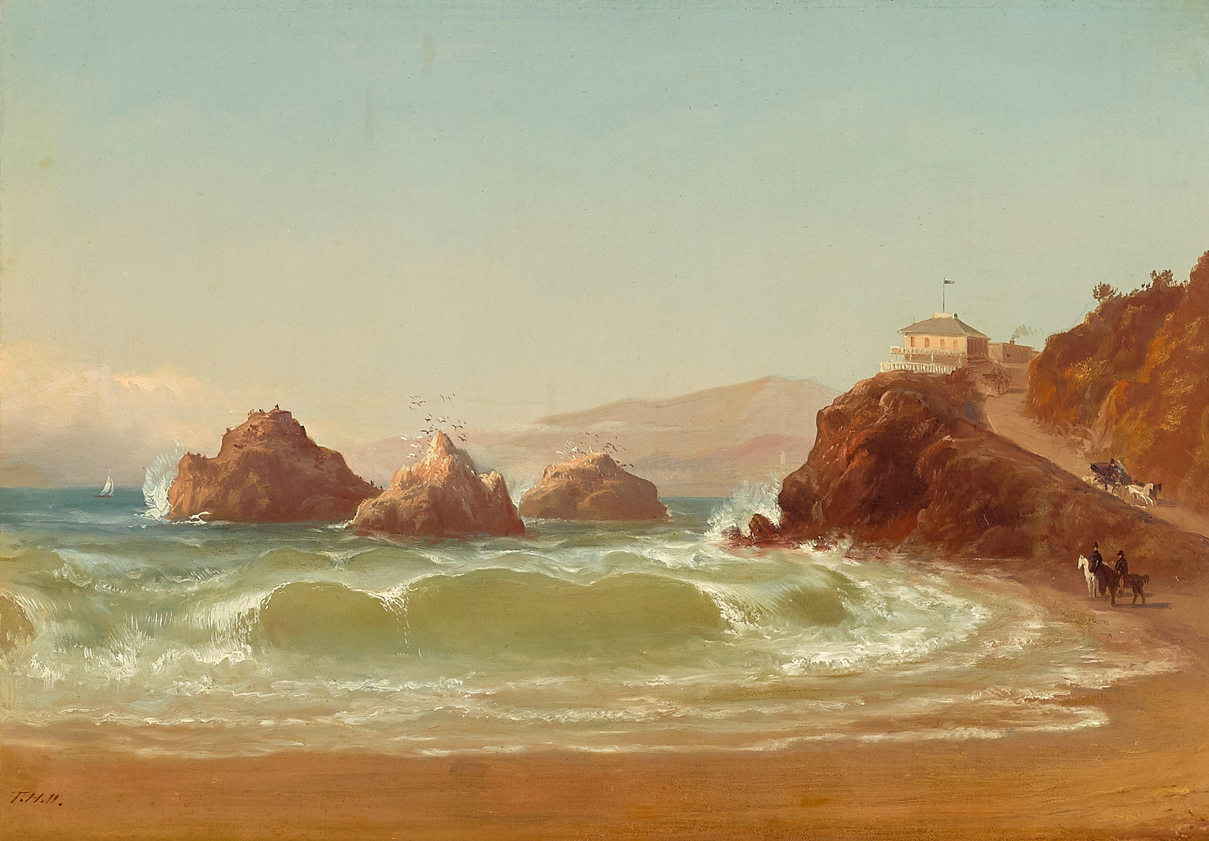 Thomas Hill - Cliff House and Golden Gate from Ocean Beach