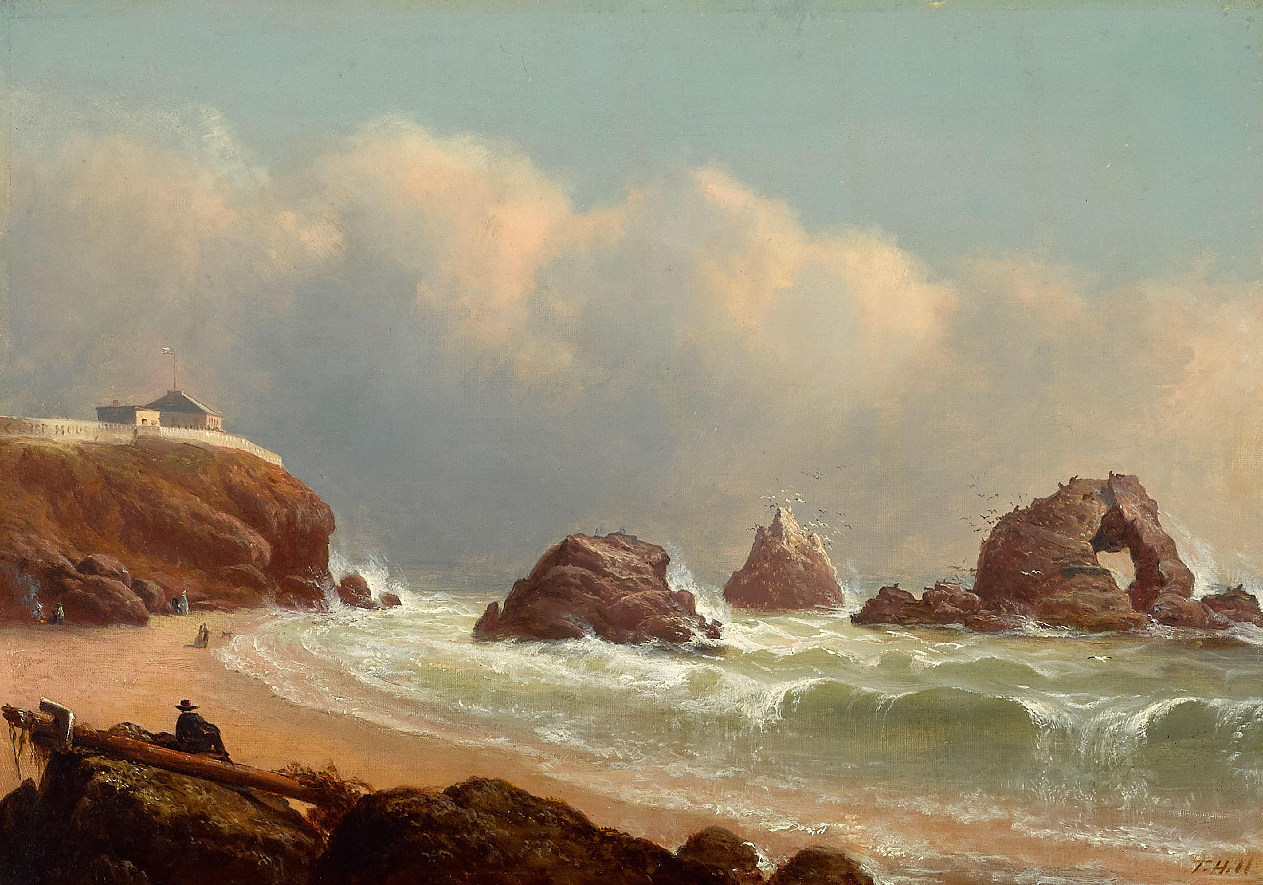 Thomas Hill - The Cliff House with Seal Rock and Sutro Bath