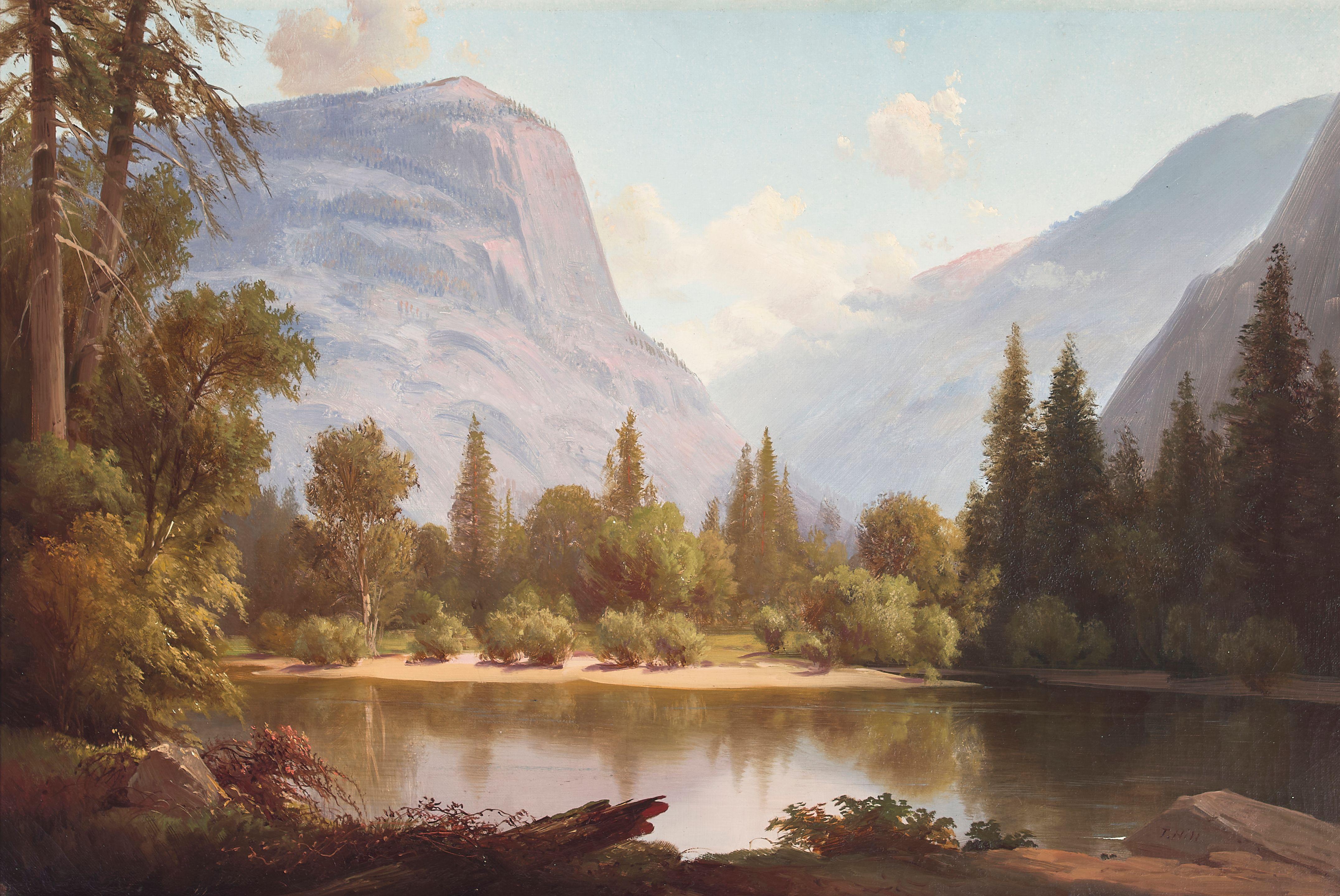 Thomas Hill - Washington\'s Column, from Along the Merced River (Yosemite Valley)