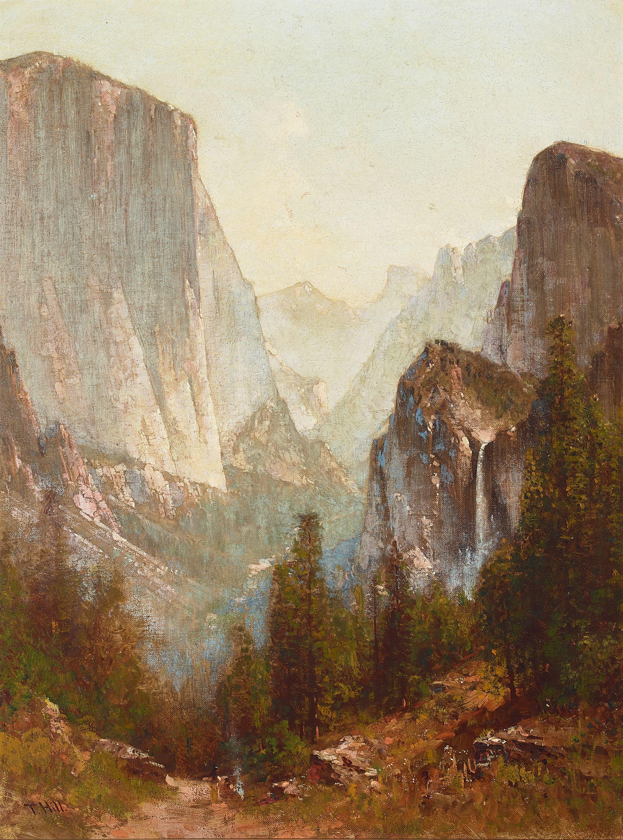 Thomas Hill - Yosemite with a View of Bridal Veil Falls 24 x 18 in. framed 32 x 25 1/2 in.