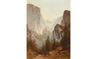 Thomas Hill - Yosemite with a View of Bridal Veil Falls 24 x 18 in. framed 32 x 25 1/2 in.