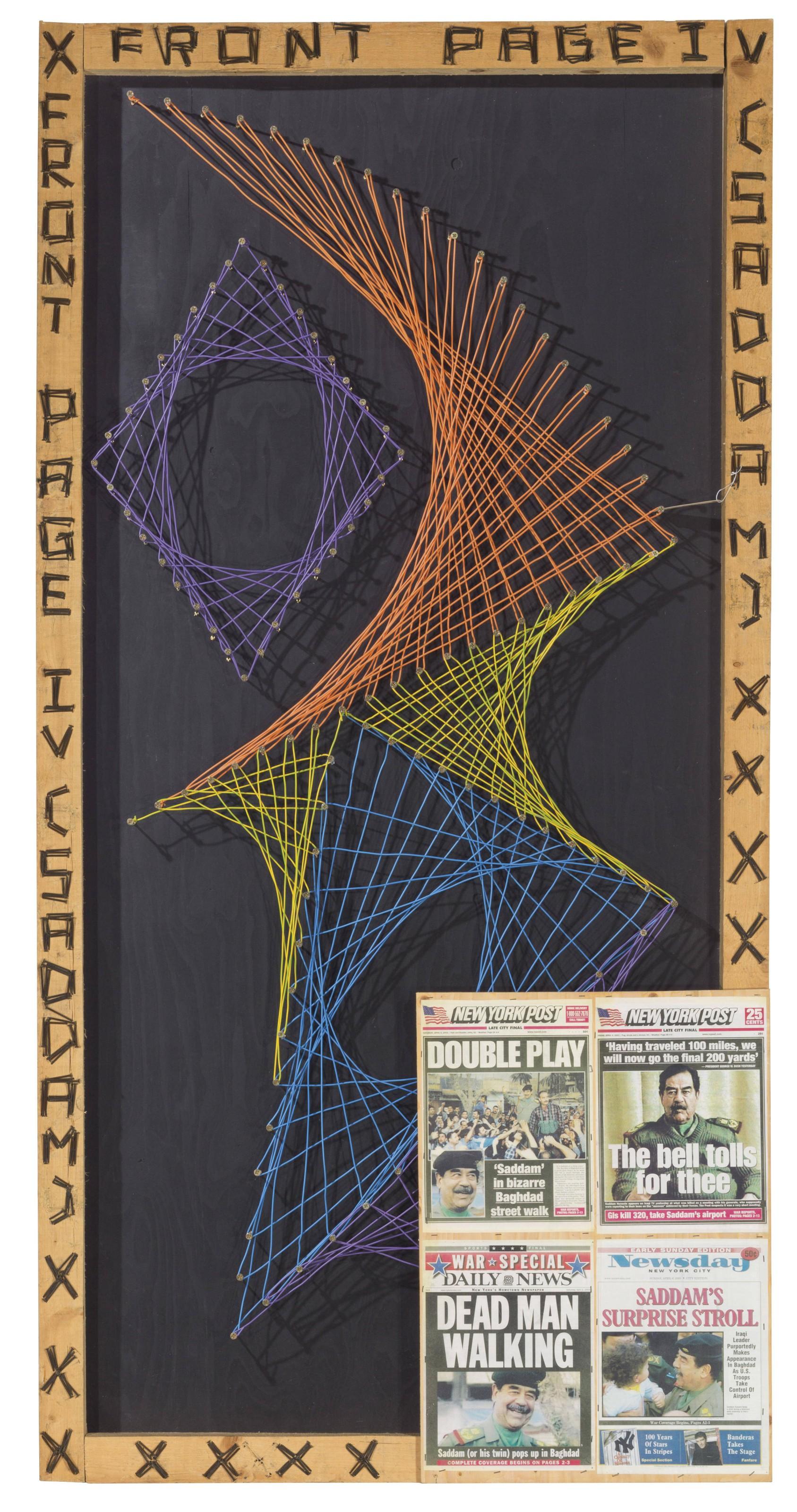 Thomas Hirschhorn - Nail and Wire (Front Page IV Saddam)
