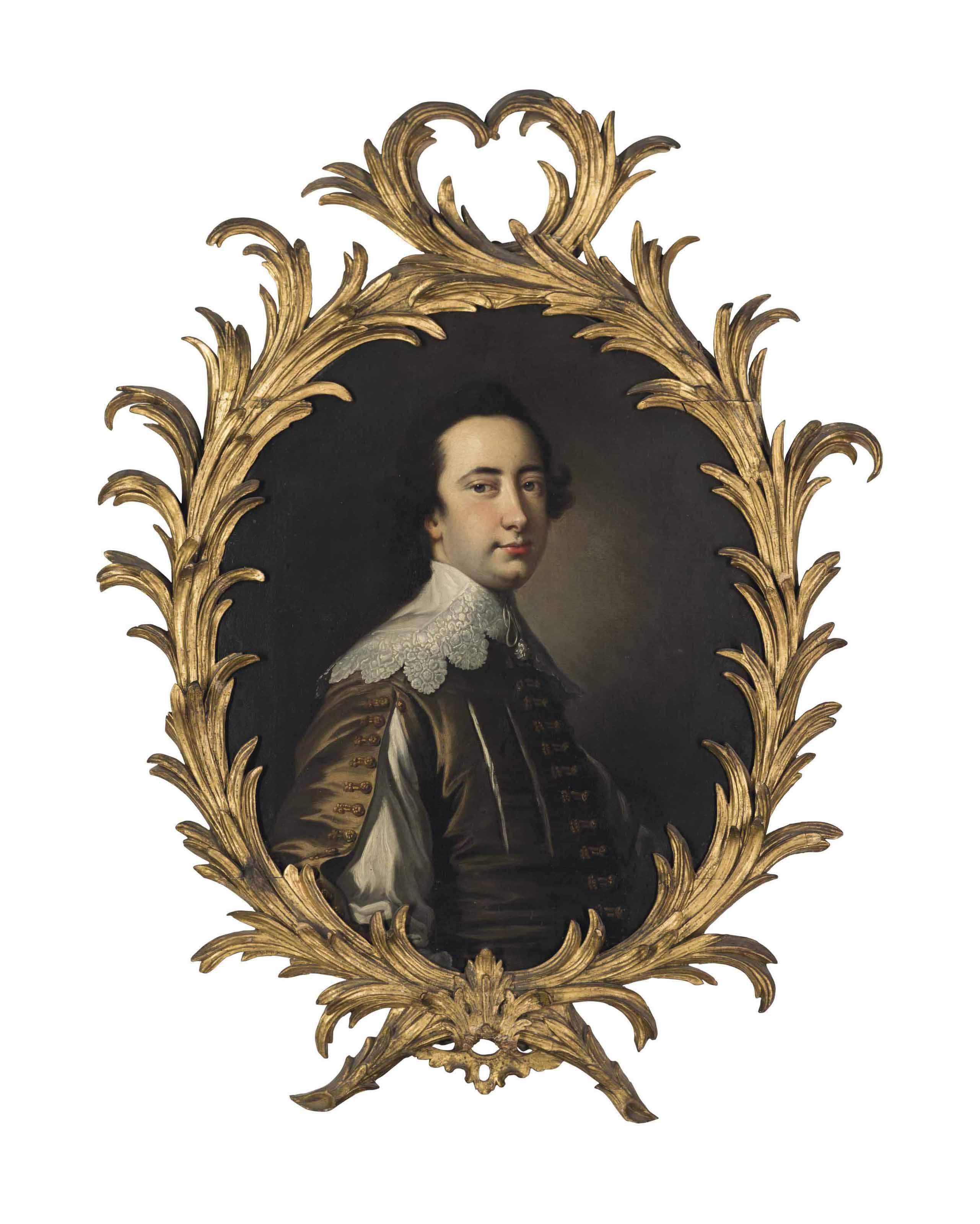Thomas Hudson - Portrait of a gentleman, half-length, in a lace collar