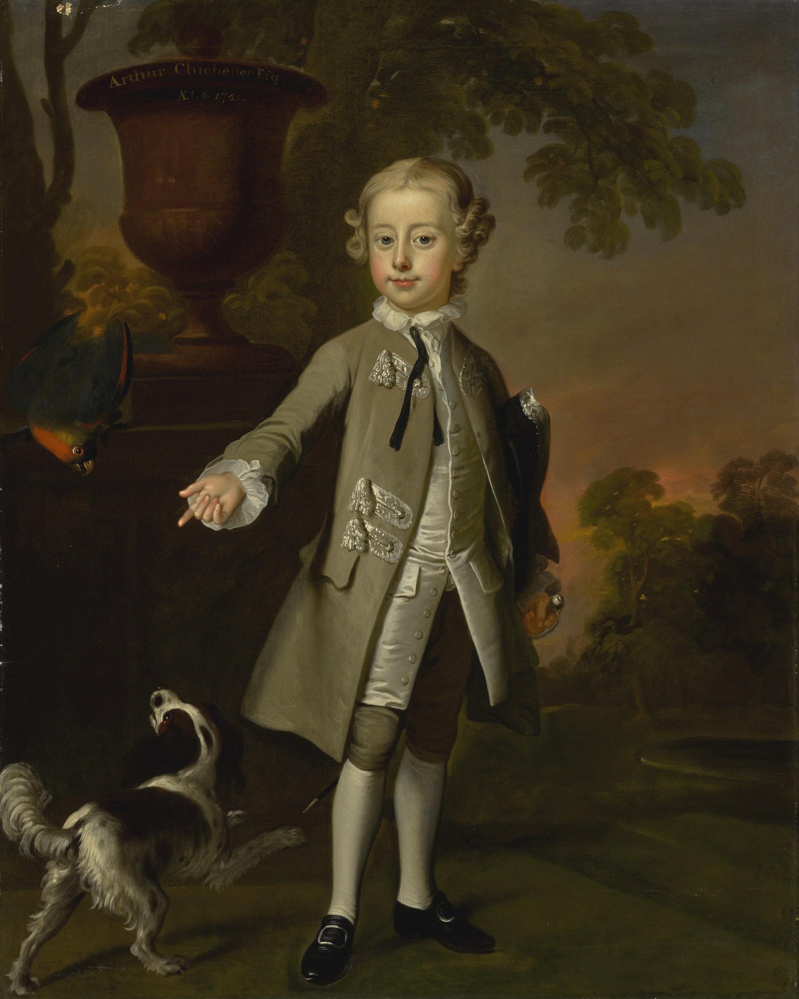 Thomas Hudson - Portrait Of Arthur Chichester (1739-1799), 1St Marquess Of Donegall, Full Length, Standing In A Landscape While Six Years Old