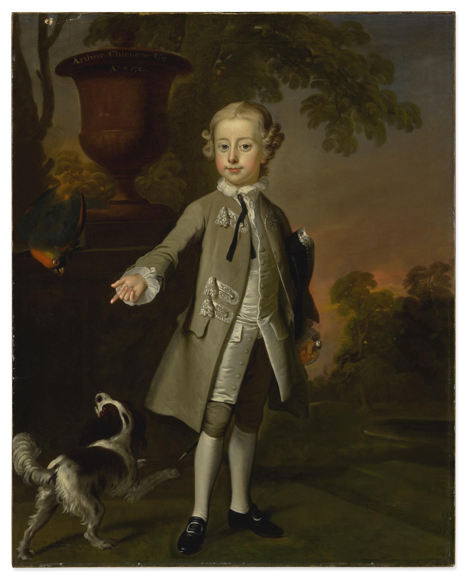 Thomas Hudson - Portrait Of Arthur Chichester (1739-1799), 1St Marquess Of Donegall, Full Length, Standing In A Landscape While Six Years Old