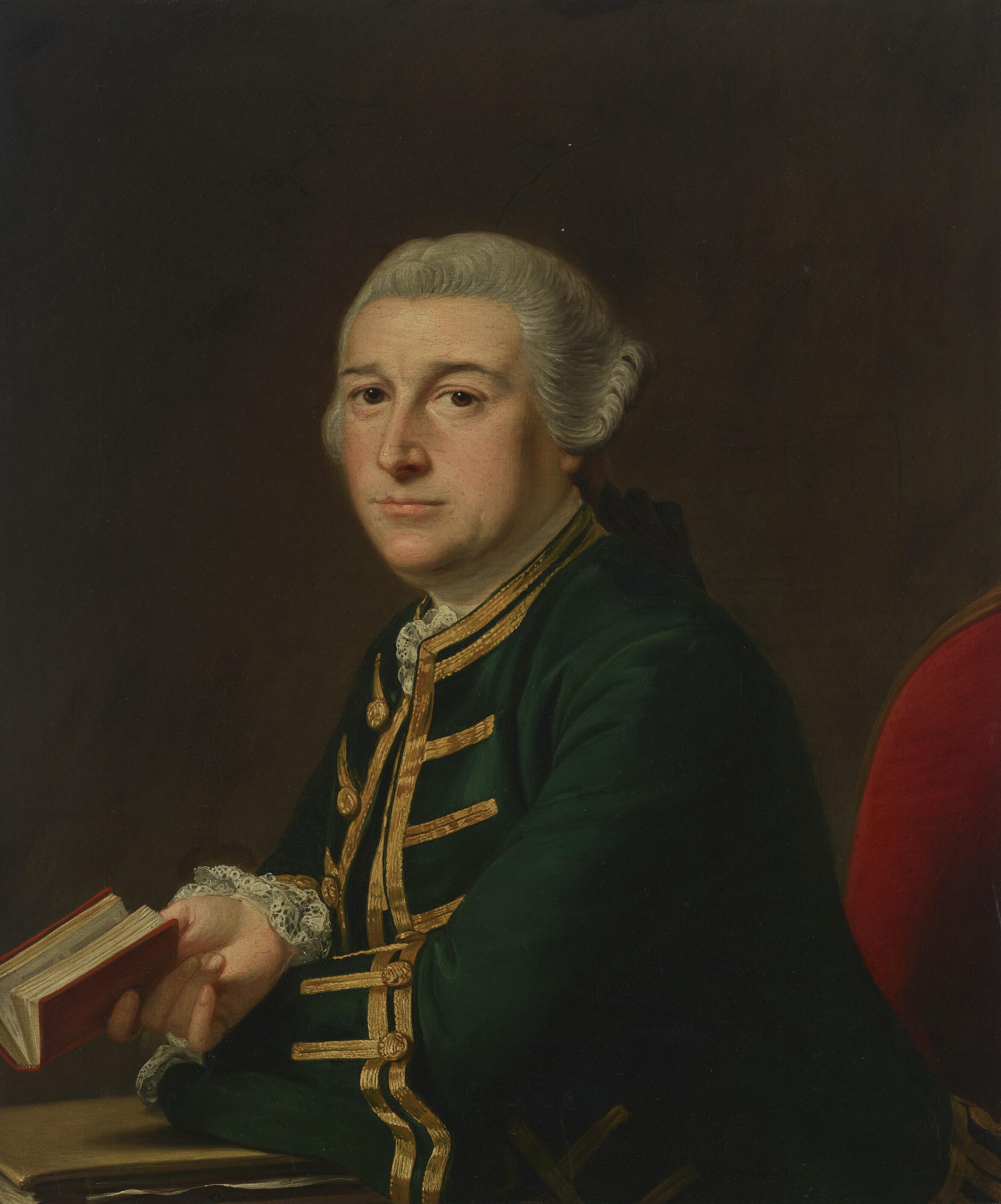 Thomas Hudson - Portrait of David Garrick (1717-1779), half-length, seated, holding a book