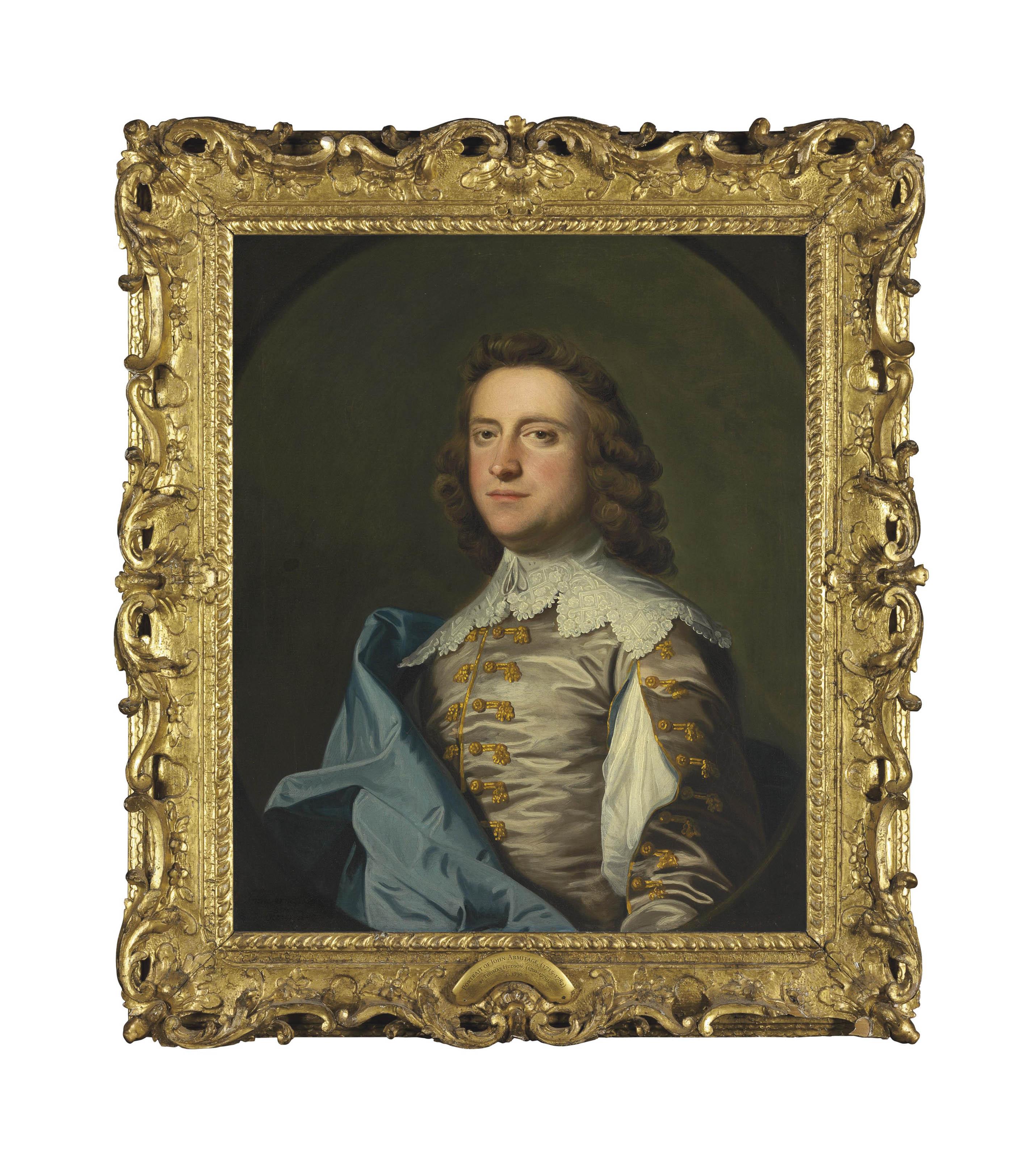 Thomas Hudson - Portrait of John Armytage Esq., half-length, in Van Dyck costume, in a feigned oval