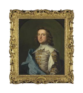Thomas Hudson - Portrait of John Armytage Esq., half-length, in Van Dyck costume, in a feigned oval