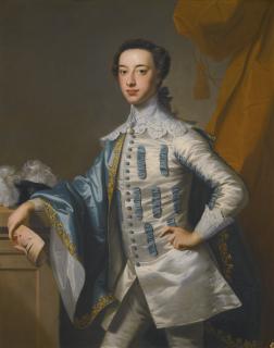 Thomas Hudson - Portrait Of Sir James Lowther, 1St Earl Of Lonsdale (1736–1802) Three-Quarter Length, Holding A Mask In His Right Hand