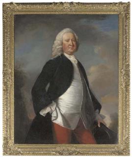 Thomas Hudson - Portrait of Sir Watkin William Wynn (1692-1749), 3rd Bt., three-quarter length in a dark blue coat and red trousers