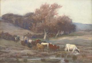 Thomas Hunt, A.R.S.A., R.S.W. - Herding The Cattle To New Pastures