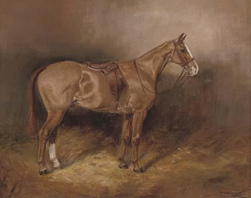 Thomas Ivester Lloyd - A bay hunter in a stable; and A saddled chestnut hunter in a stable