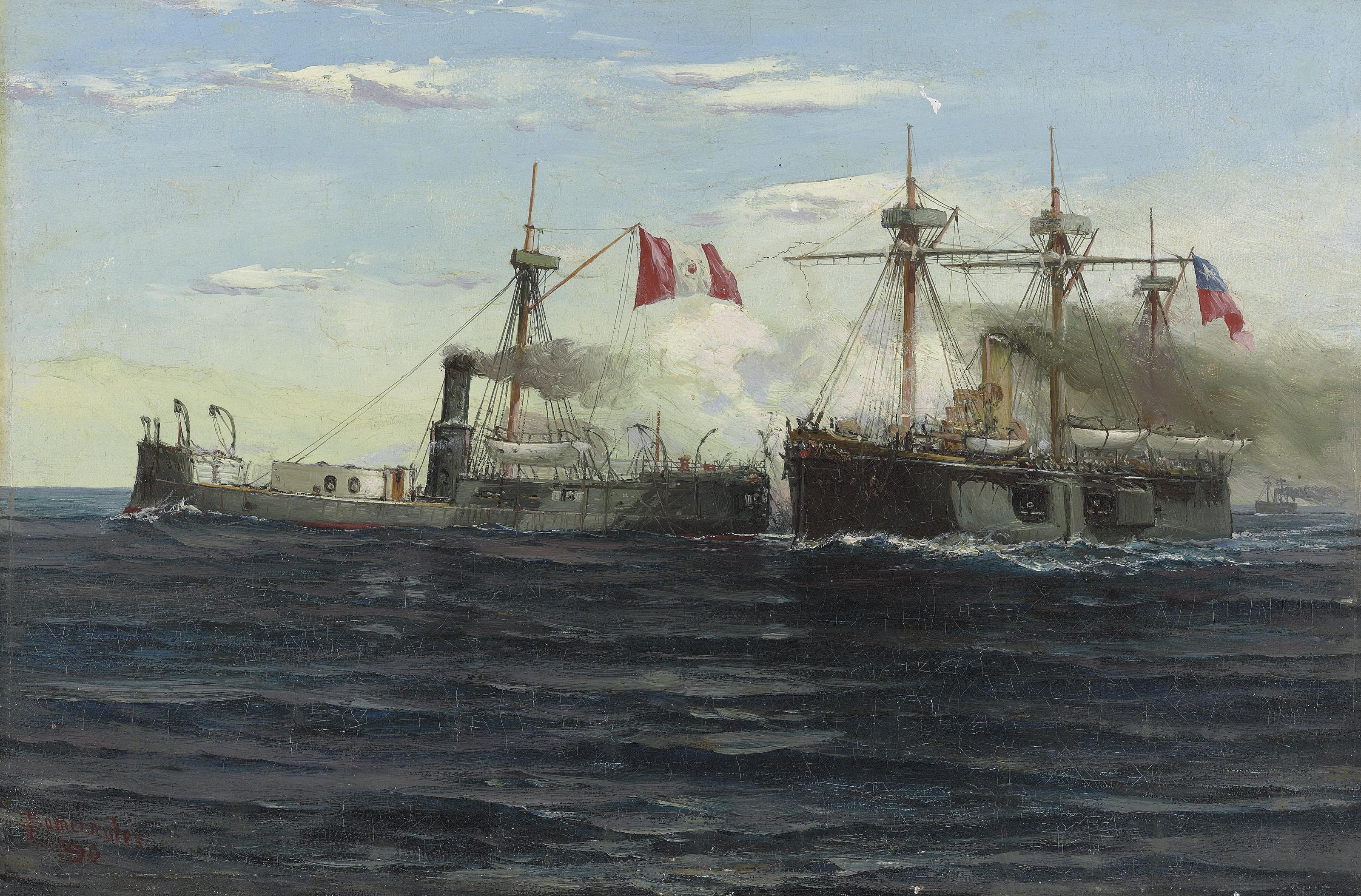 Thomas Jacques Somerscales - The Battle of Angamos