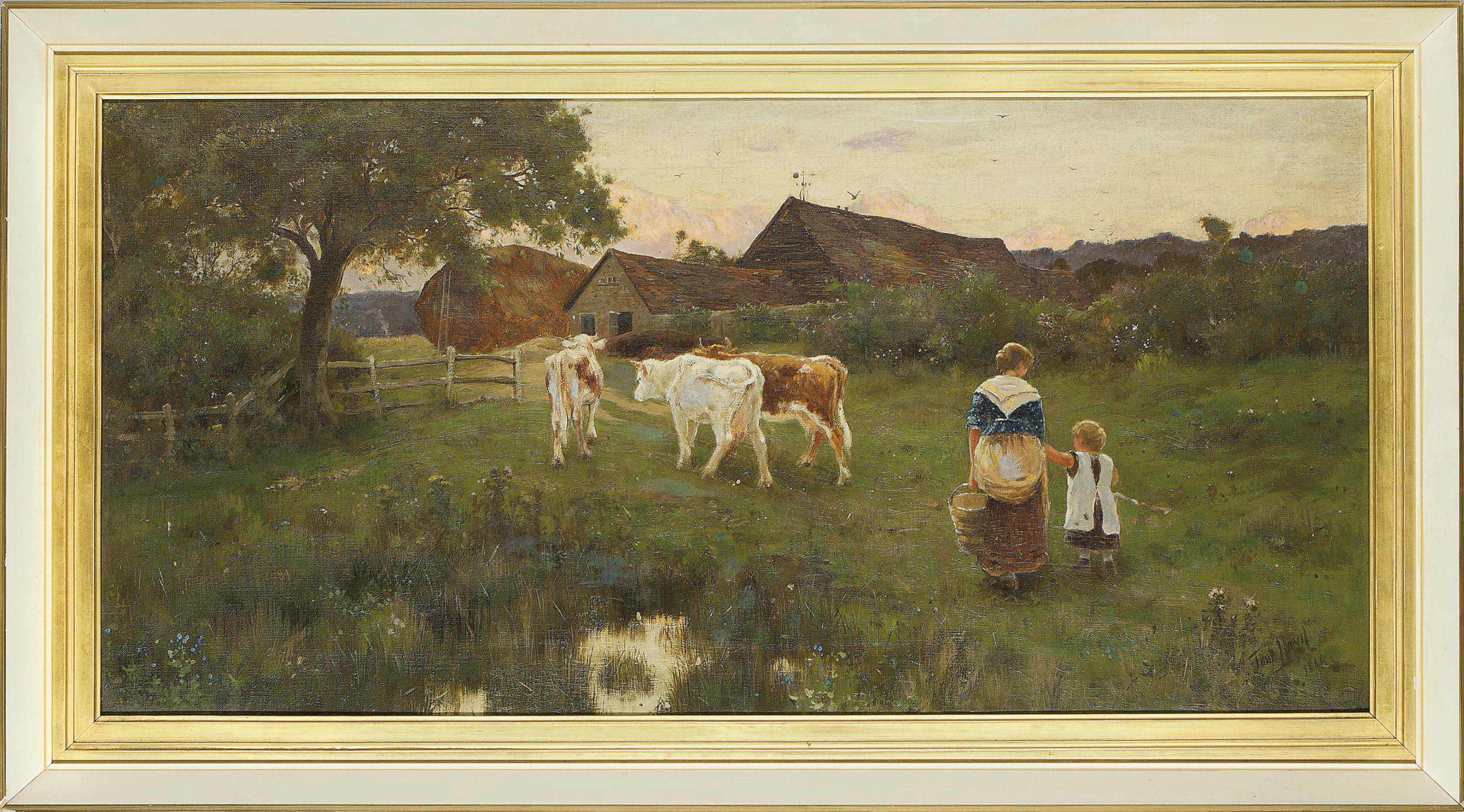 Thomas James Lloyd, R.W.S. - Milking time