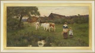 Thomas James Lloyd, R.W.S. - Milking time