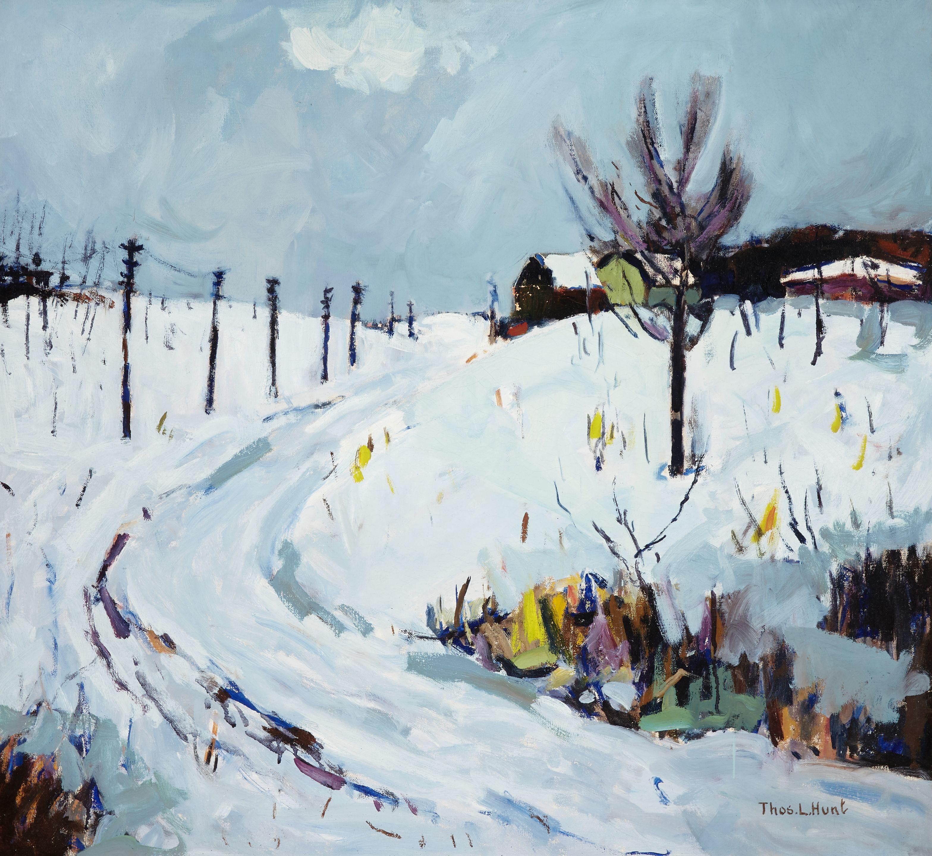 Thomas Lorraine Hunt - Snowy Road 28 x 30in