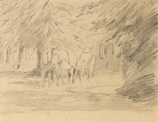 Thomas Ludwig Herbst - Pferdekarren auf sonnigem Weg.