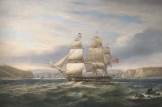 Thomas Luny - A British frigate of the \'Blockading Squadron\' patrolling the harbour mouth at Brest