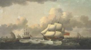 Thomas Luny - A Royal Navy frigate and other shipping off Harwich