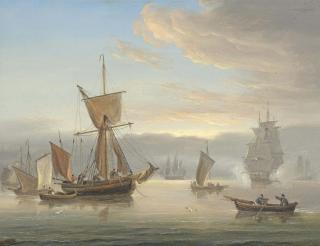 Thomas Luny - A Royal Navy Frigate Firing A Salute To Announce Her Arrival At The Anchorage
