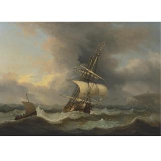 Thomas Luny - British Shortening Sail Off South Foreland