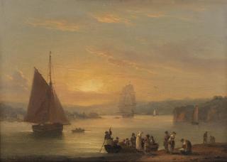 Thomas Luny - Figures on the shore, Teignmouth, Devon