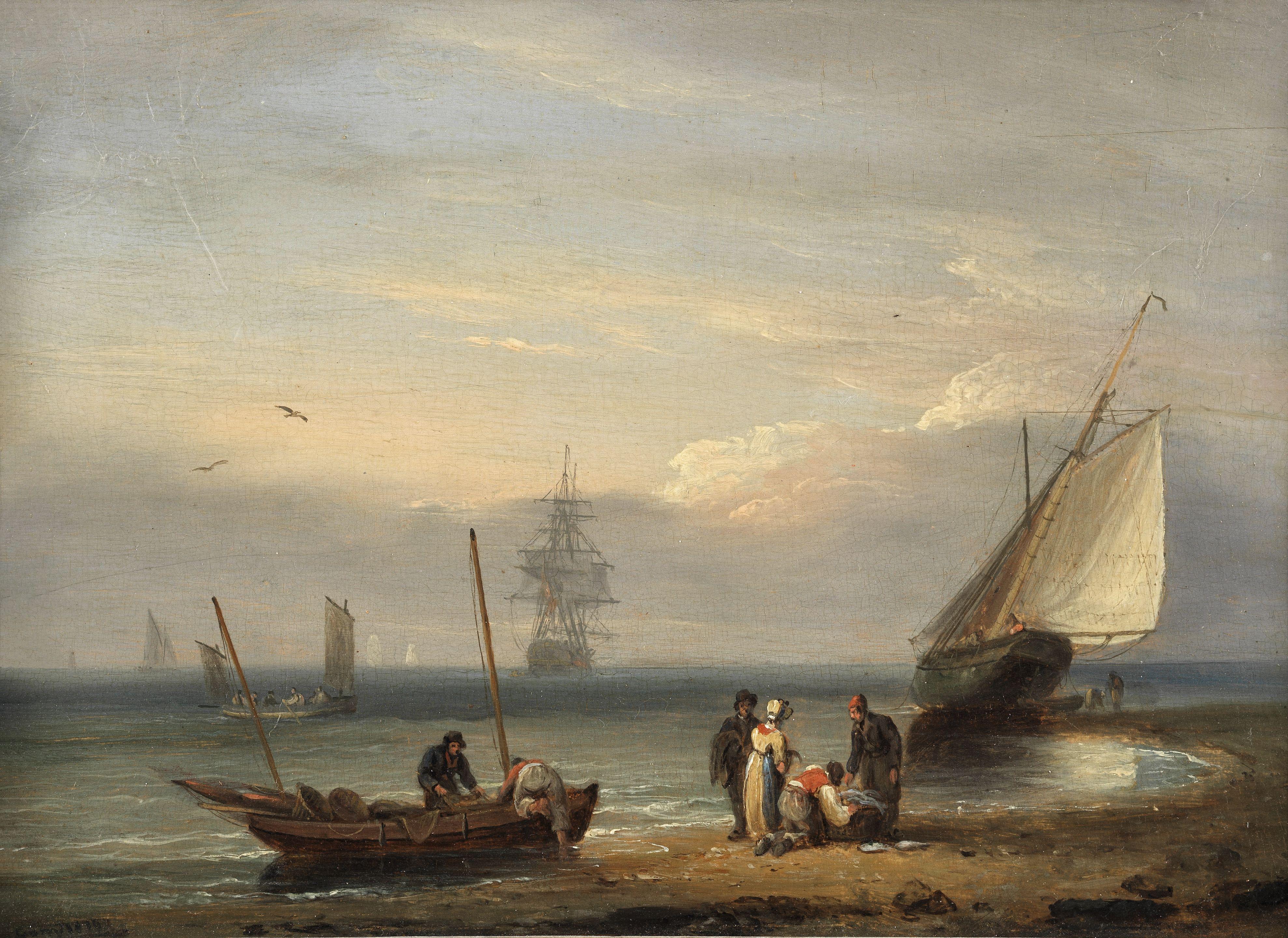 Thomas Luny - Fisherfolk on the shore