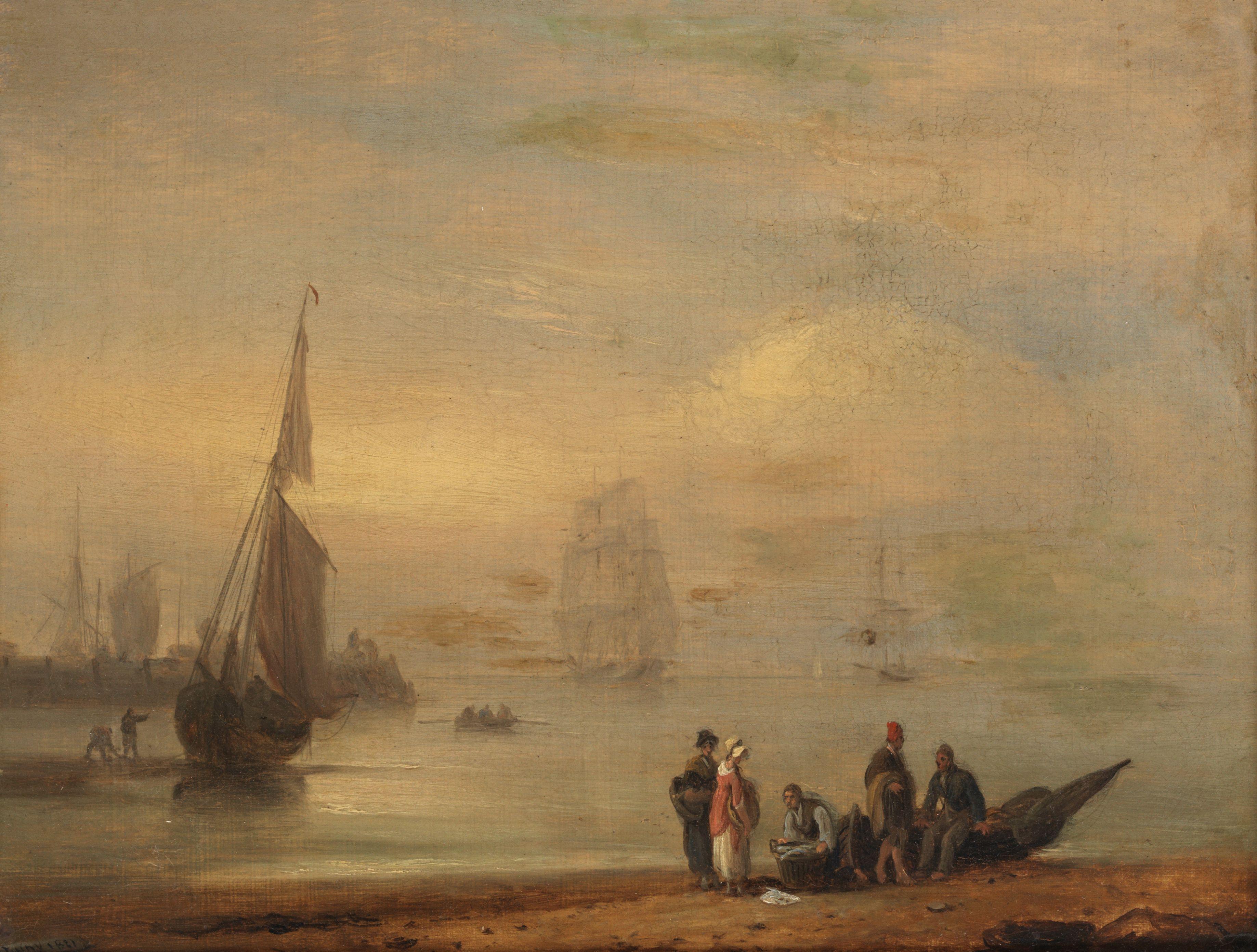 Thomas Luny - Fisherfolk with their catch on a foreshore