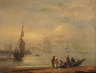 Thomas Luny - Fisherfolk with their catch on a foreshore