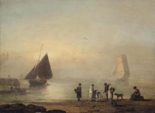 Thomas Luny - Fishermen selling the day\'s catch
