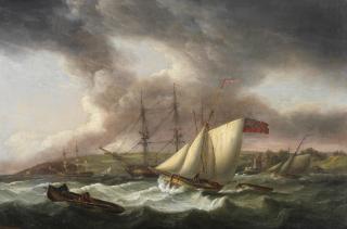 Thomas Luny - Frigates and cutters in a breeze off Dartmouth