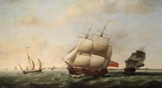 Thomas Luny - Portrait of the East Indiaman Neptune in two positions off the Downs