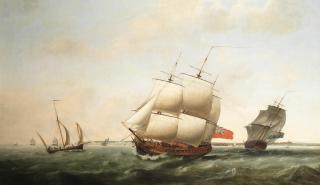 Thomas Luny - Portrait of the East Indiaman Neptune in two positions off the Downs