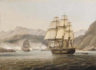 Thomas Luny - Sailing into action at Navarino