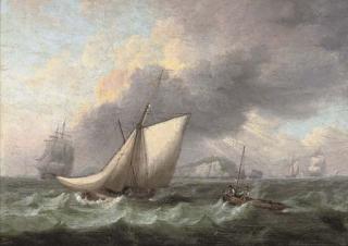 Thomas Luny - Shipping in a squall off the Needles