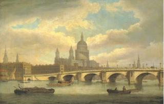 Thomas Luny - View of The River Thames With St. Paul\'S Cathedral And Blackfriars Bridge