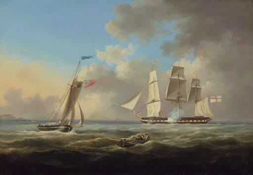 Thomas Lyde Hornbrook - A Frigate Hove-To And Signalling For A Pilot, Possibly Off The Approaches To Guernsey