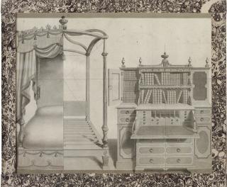 Thomas Malton The Elder - Design for a four poster bed and a secretaire