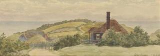 Thomas Matthews Rooke, R.W.S. - Cottage on headland near Hastings, early morning