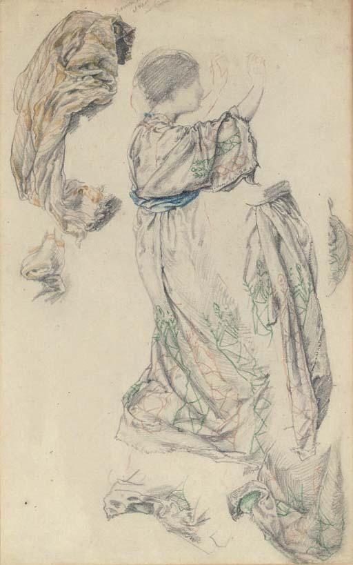Thomas Matthews Rooke, R.W.S. - Studies of a female figure, full-length, with drapery