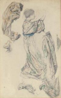 Thomas Matthews Rooke, R.W.S. - Studies of a female figure, full-length, with drapery