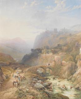 Thomas Miles Richardson Jnr., R.W.S. - Figures On A Road Below Fort Leon, Sicily