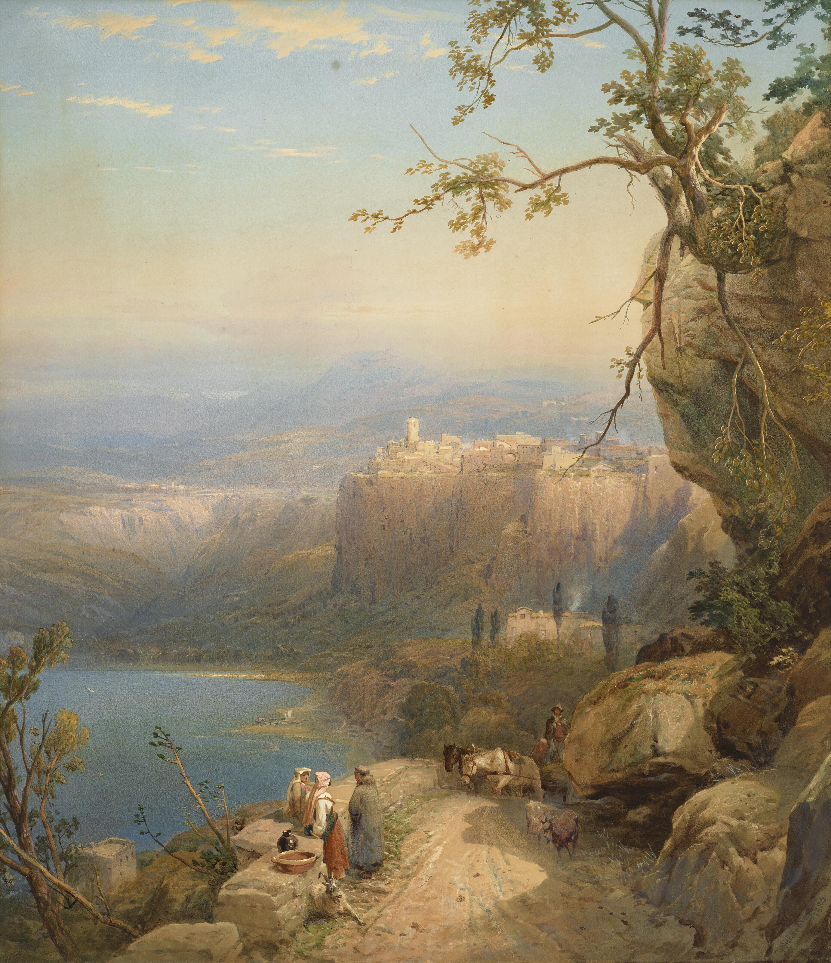 Thomas Miles Richardson, Jr., R.W.S. - The Town and Lake of Nemi, South Italy