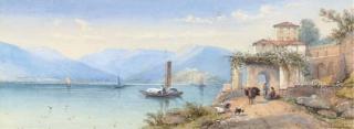 Thomas Miles Richardson, Jun., R.W.S. - A peaceful afternoon on the Italian lakes