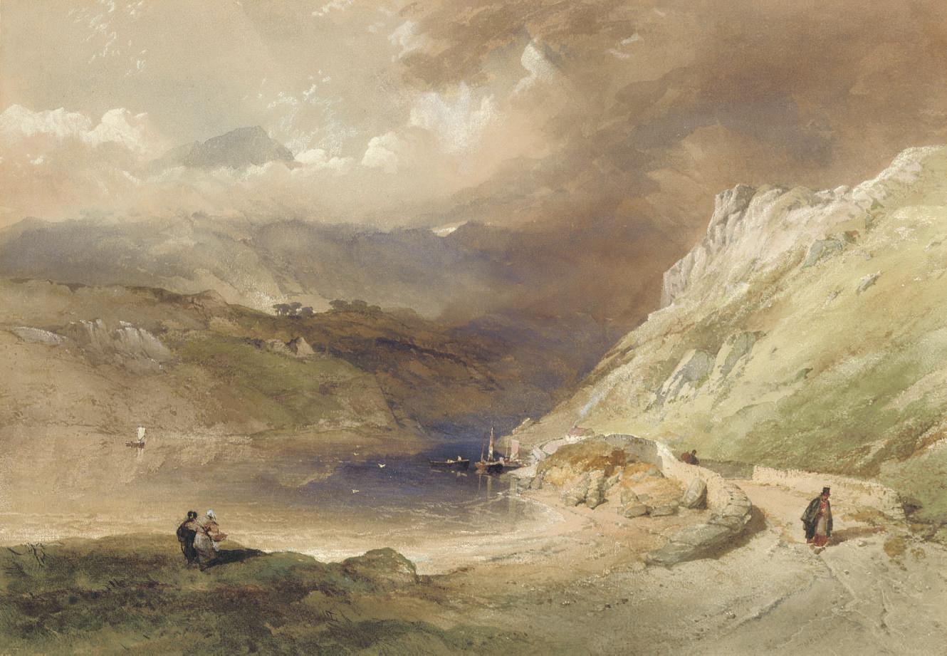 Thomas Miles Richardson, Jun., R.W.S. - Figures on the shore of a loch